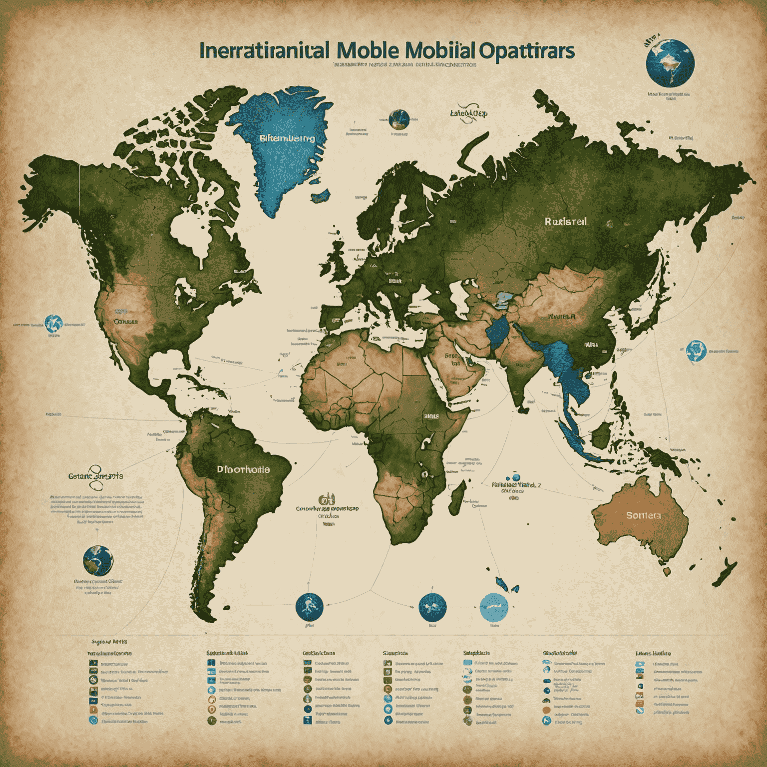 Carte du monde montrant les différents partenariats entre opérateurs mobiles internationaux